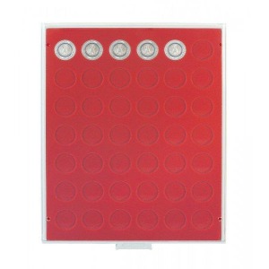 LINDNER - BOX STANDARD a 42 caselle rotonde da 27,5 mm - Rosso