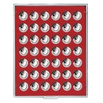 LINDNER - BOX STANDARD a 42 caselle rotonde da 29,5 mm - Rosso