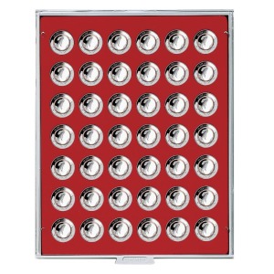 LINDNER - BOX STANDARD a 42 caselle rotonde da 29,5 mm - Rosso