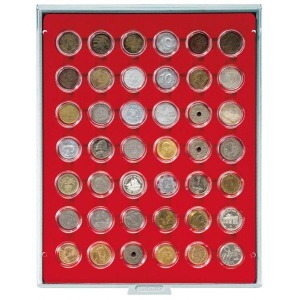 LINDNER - BOX STANDARD a 42 caselle rotonde da 29 mm - Rosso