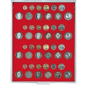 LINDNER - BOX STANDARD a 48 caselle rotonde per 4 serie Marchi Tedeschi - Rosso