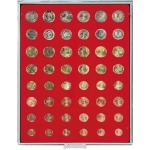LINDNER - BOX STANDARD a 48 caselle rotonde per 6 serie Euro - Rosso