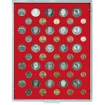 LINDNER - BOX STANDARD a 50 caselle rotonde per 5 serie Marchi Tedeschi - Rosso