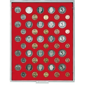 LINDNER - BOX STANDARD a 50 caselle rotonde per 5 serie Marchi Tedeschi - Rosso