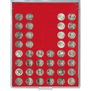 LINDNER - BOX STANDARD a 54 caselle rotonde da 25,75 mm - Rosso