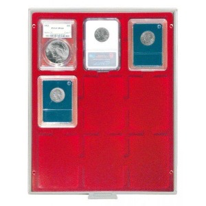 LINDNER - BOX STANDARD a 9 caselle rettangolari da 63x85 mm - Rosso