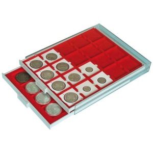 LINDNER - BOX STANDARD a 99 caselle quadrate da 19 mm - Rosso