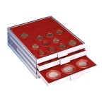 LINDNER - BOX STANDARD a 99 caselle rotonde da 19,25 mm - Rosso