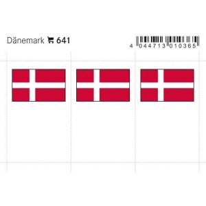 LINDNER - Bandiere adesive e da taschina Danimarca - 6 pz.