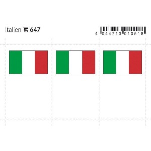 LINDNER - Bandiere adesive e da taschina Italia - 6 pz.