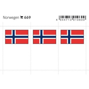 LINDNER - Bandiere adesive e da taschina Norvegia - 6 pz.