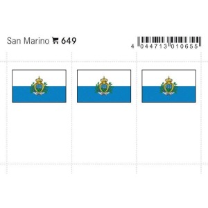 LINDNER - Bandiere adesive e da taschina San Marino - 6 pz.