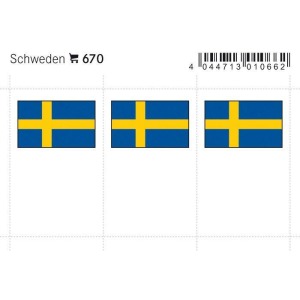 LINDNER - Bandiere adesive e da taschina Svezia - 6 pz.