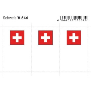 LINDNER - Bandiere adesive e da taschina Svizzera - 6 pz.