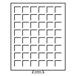 LEUCHTTURM - Box MB trasparente con vassoio in floccato rosso a 48 caselle quadrate da 30 mm
