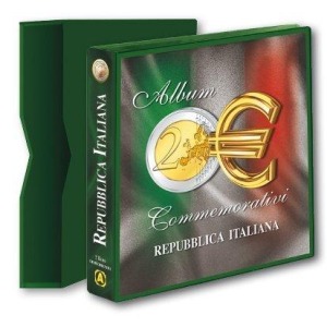 ABAFIL - Cartella a 4 anelli 2 € COMMEMORATIVI sfusi Italia con custodia, vuota