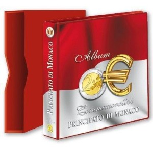 ABAFIL - Cartella a 4 anelli ALBUM 2 € PRINCIPATO DI MONACO commemorativi con custodia, vuota