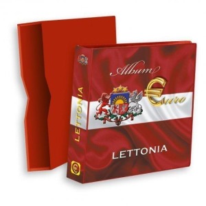 ABAFIL - Cartella a 4 anelli ALBUM €URO MONEY LETTONIA con custodia, vuota