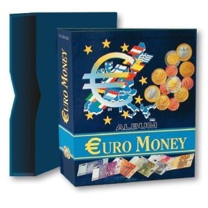 ABAFIL - Cartella a 4 anelli ALBUM €URO MONEY con fogli per serie Euro con custodia