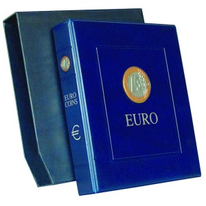 MASTER PHIL - Cartella a 4 anelli per le monete sfuse EURO ITALIA con custodia, vuota - Blu