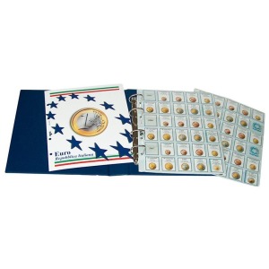 MASTER PHIL - Cartella a 4 anelli per le monete sfuse EURO ITALIA con custodia, vuota - Blu