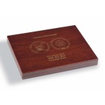 LEUCHTTURM - Cofanetto VOLTERRA in legno con 1 ripiano a 35 caselle rotonde da 33,5 mm per 100 € oro Germania in capsula originale - Mogano