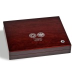 LEUCHTTURM - Cofanetto VOLTERRA in legno con 3 ripiani a caselle rotonde da 38 mm per 10 Marchi commemorativi in capsula - Mogano