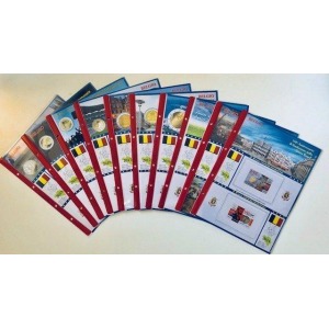 ABAFIL - Fogli 2 € e 2,5 € Belgio 2014/2019 in coin card (doppia versione)