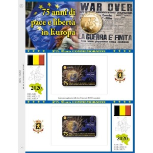 ABAFIL - Foglio 2,5 € Belgio 2020 75 anni di Pace in Europa in coin card (doppia versione)