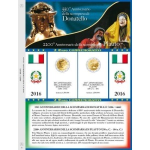 ABAFIL - Foglio 2 € COMMEMORATIVI sfusi Italia 2016 (per le 2 emissioni)