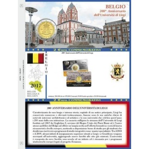 ABAFIL - Foglio 2 € COMMEMORATIVO Belgio 2017 Università di Liegi in coin card