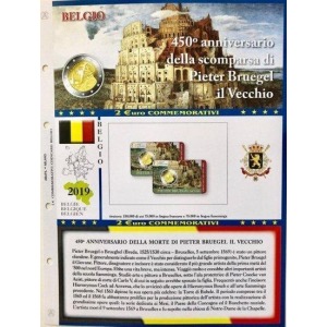 ABAFIL - Foglio 2 € COMMEMORATIVO Belgio 2019 Pieter Bruegel in singola coin card