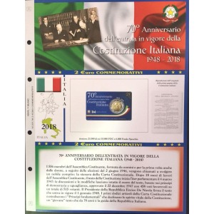 ABAFIL - Foglio 2 € Italia 2018 70° Costituzione Italiana in coin card