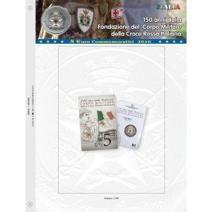 Foglio 5 Euro Italia 2016 150° della Croce Rossa Militare in folder Abafil 1