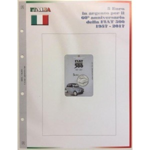 ABAFIL - Foglio 5 € Italia 2017 60° della Fiat 500 in folder