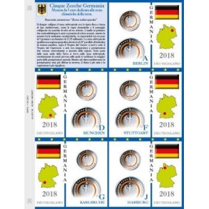 ABAFIL - Foglio ALBUM 5 € GERMANIA METALLO E POLIMERO 2018 Zona Subtropicale 5 Zecche