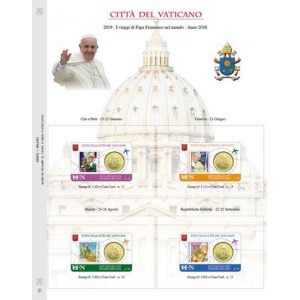 ABAFIL - Foglio Stamp&Coin Card Vaticano 2019 Viaggi del Papa