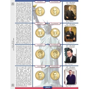 ABAFIL - Foglio ONE DOLLAR COINS per 1 $ Presidenti USA 2015 Zecche D e P