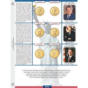 ABAFIL - Foglio ONE DOLLAR COINS per 1 $ Presidenti USA 2016 Zecche D e P