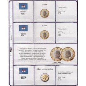 MASTER PHIL - Inserto 1 € ordinario e 2 € commemorativo Monaco Grace Kelly 2007