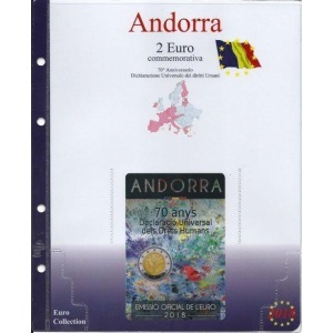 MASTER PHIL - Inserto 2 € commemorativo Andorra 70° della Dichiarazione Universale dei Diritti Umani in blister 2018