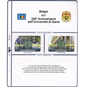 Inserto 2 Euro commemorativo Belgio Universita di Gand in coin card 2017 Master Phil