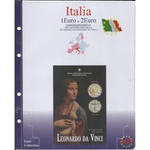 MASTER PHIL - Inserto 2 € commemorativo Italia in folder 500° Morte di Leonardo 2019