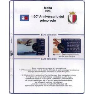 MASTER PHIL - Inserto 2 € commemorativo Malta 1° Volo in coin card 2015