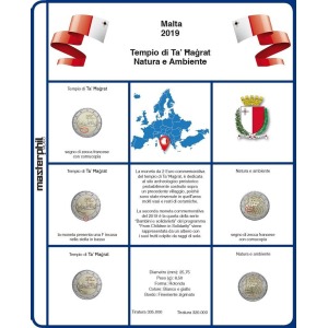 MASTER PHIL - Inserto 2 € commemorativo Malta Templi e Natura con simboli Zecca diversi 2019
