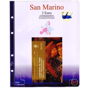 MASTER PHIL - Inserto 2 € commemorativo San Marino in folder Leonardo da Vinci 2019