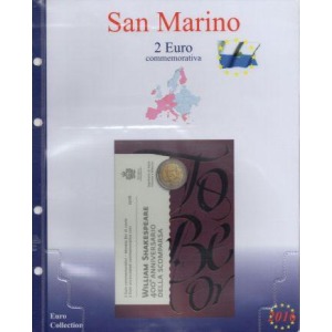 MASTER PHIL - Inserto 2 € commemorativo San Marino in folder Shakespeare 2016