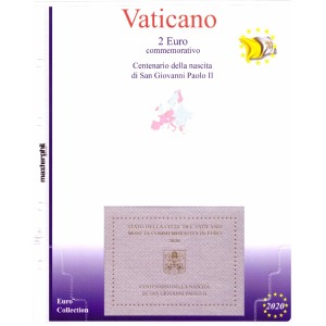 Inserto 2 Euro commemorativo Vaticano in folder Giovanni Paolo II 2020 Master Phil