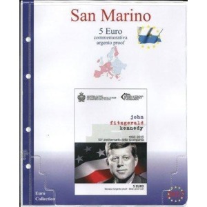 MASTER PHIL - Inserto San Marino 5 € commemorativo Kennedy in folder 2013