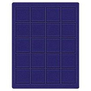 LINDNER - Cofanetto CARUS-1 con interno blu a 20 caselle quadrate da 47 mm - Noce scuro